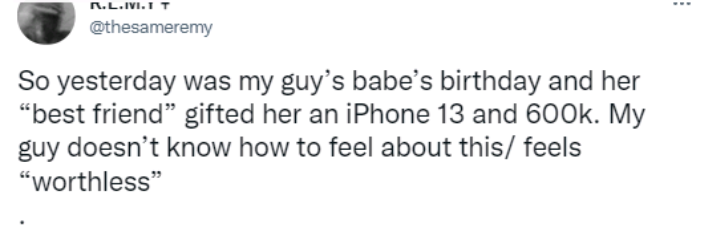 Boyfriend Panics as Girlfriend Receives iPhone 13, N600K Birthday Gift from Male Bestie | Daily Report Nigeria