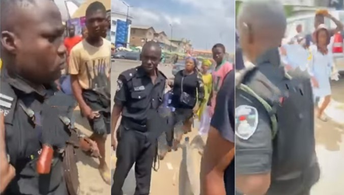 VIDEO: Armed Policemen Flee In Fear As Angry Residents Challenge Them For Assaulting Corp Member | Daily Report Nigeria