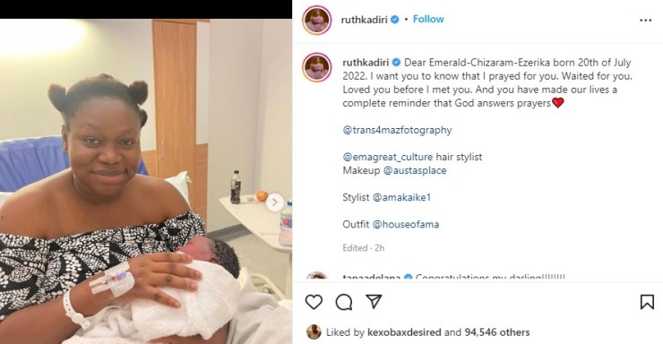 Actress, Ruth Kadiri Welcomes Baby Girl | Daily Report Nigeria