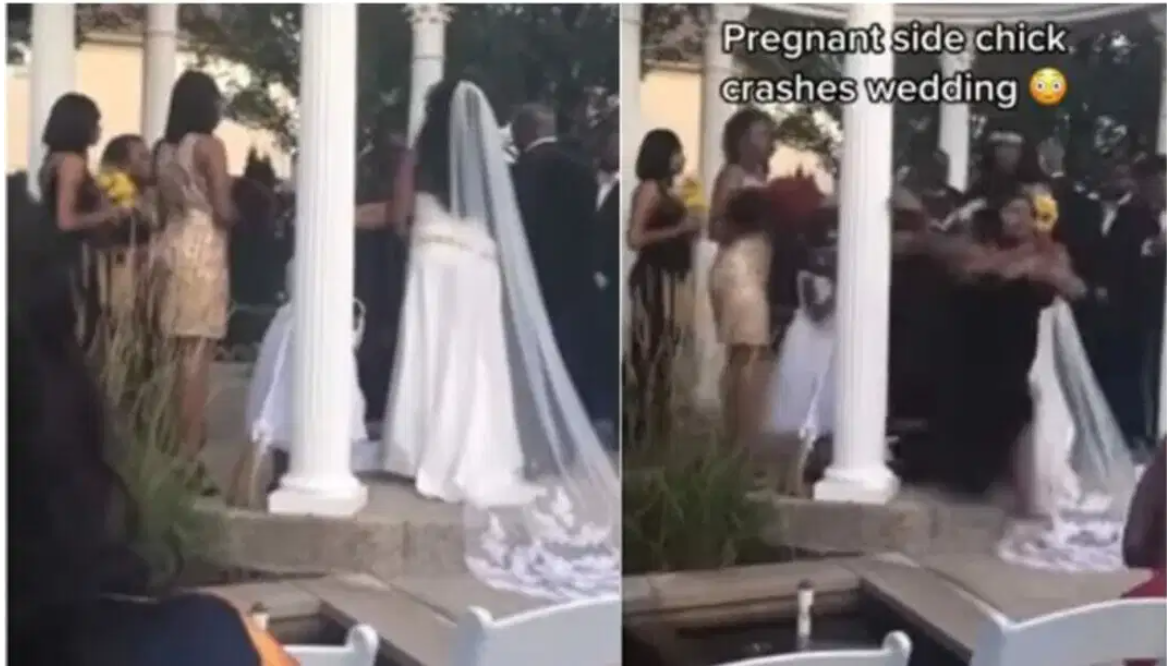 Drama as Pregnant Lady Disrupts Boyfriend’s Wedding