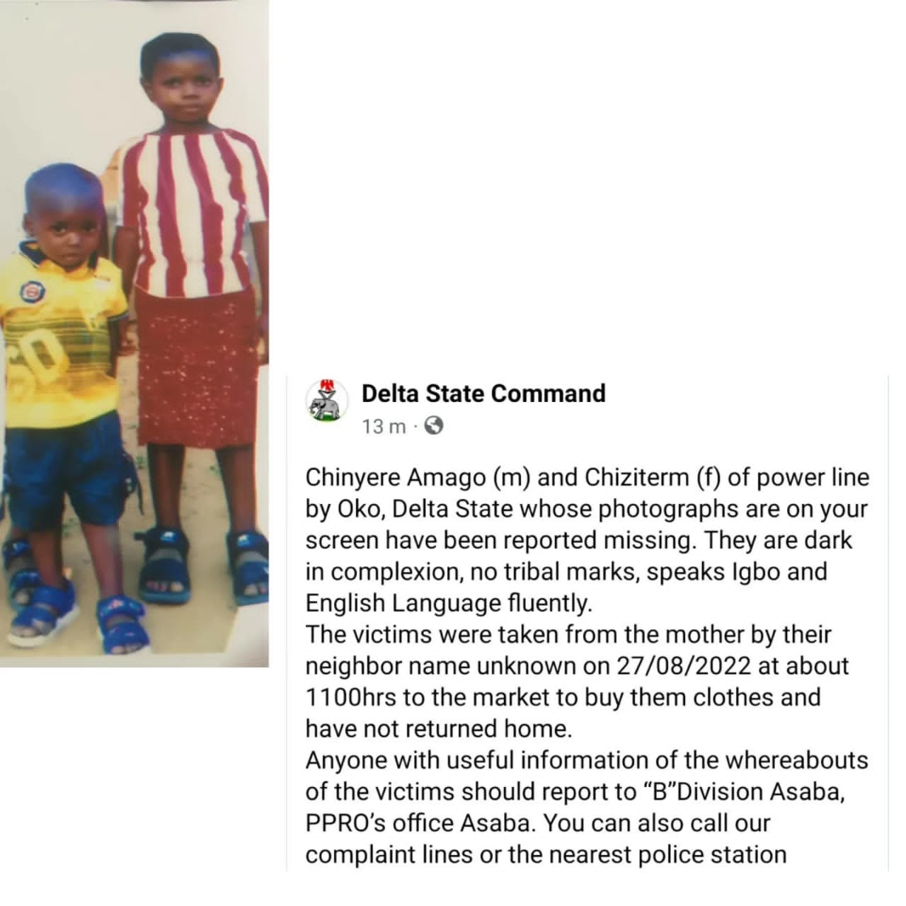 Tenant Disappears with Neighbour's 2 Children in Delta | Daily Report Nigeria