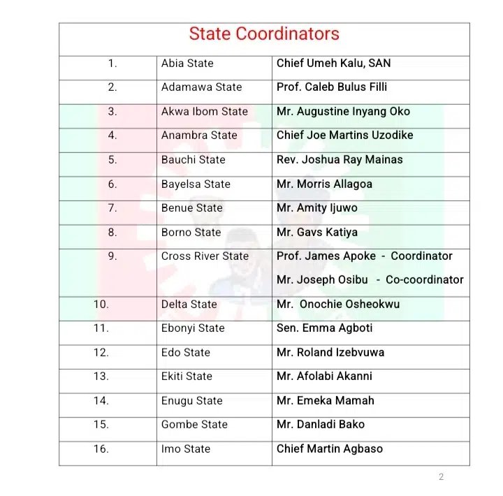 Full List of Labour Party Presidential Campaign Council | Daily Report Nigeria