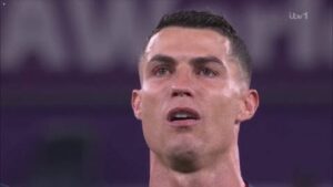 Qatar 2022: Cristiano Ronaldo hold back tears during the Portuguese national anthem | Daily Report Nigeria