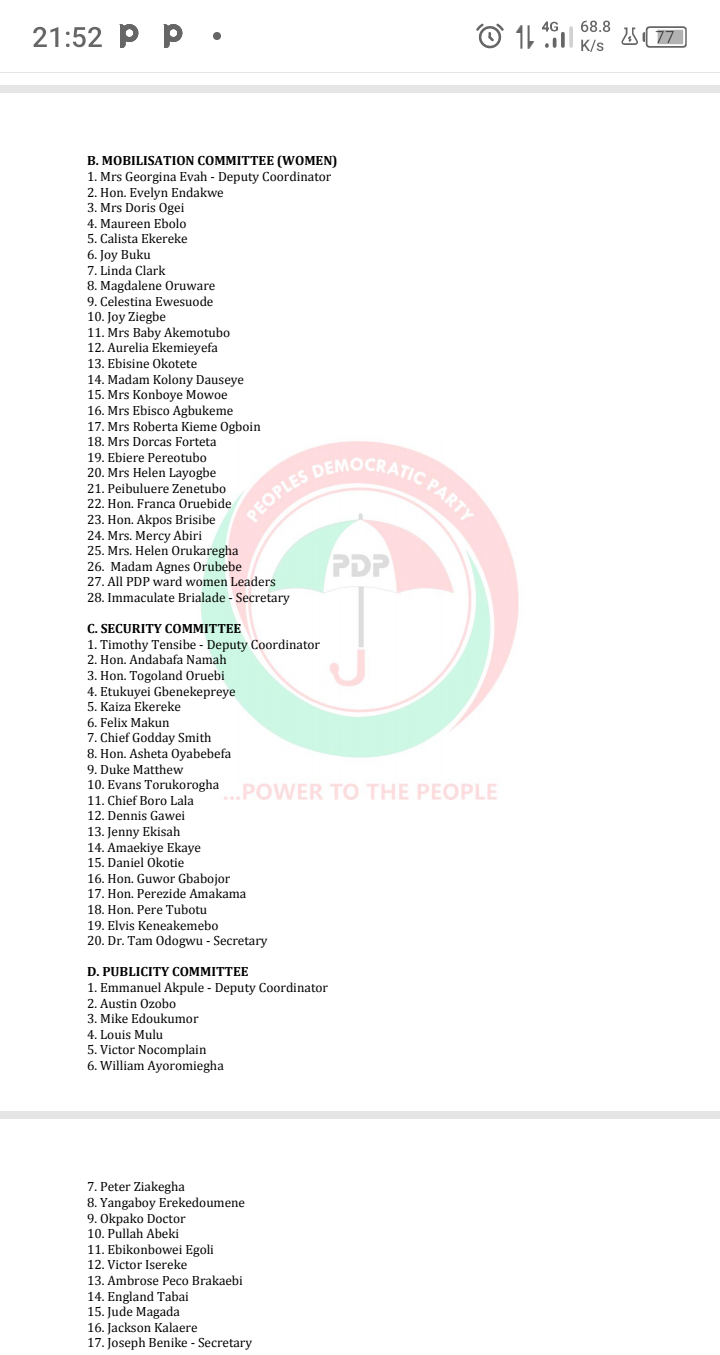 2023: PDP Announces Burutu Campaign Council | Daily Report Nigeria