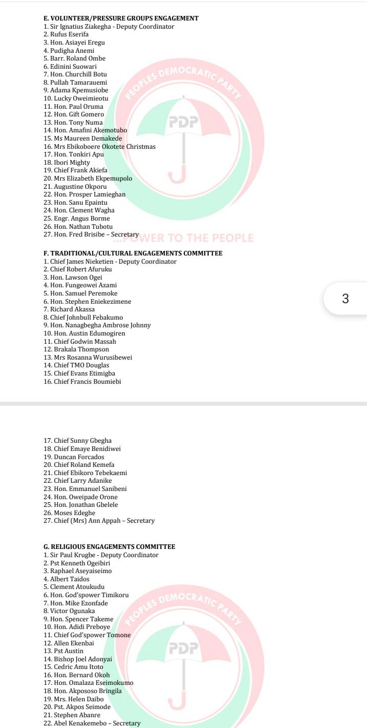 2023: PDP Announces Burutu Campaign Council | Daily Report Nigeria