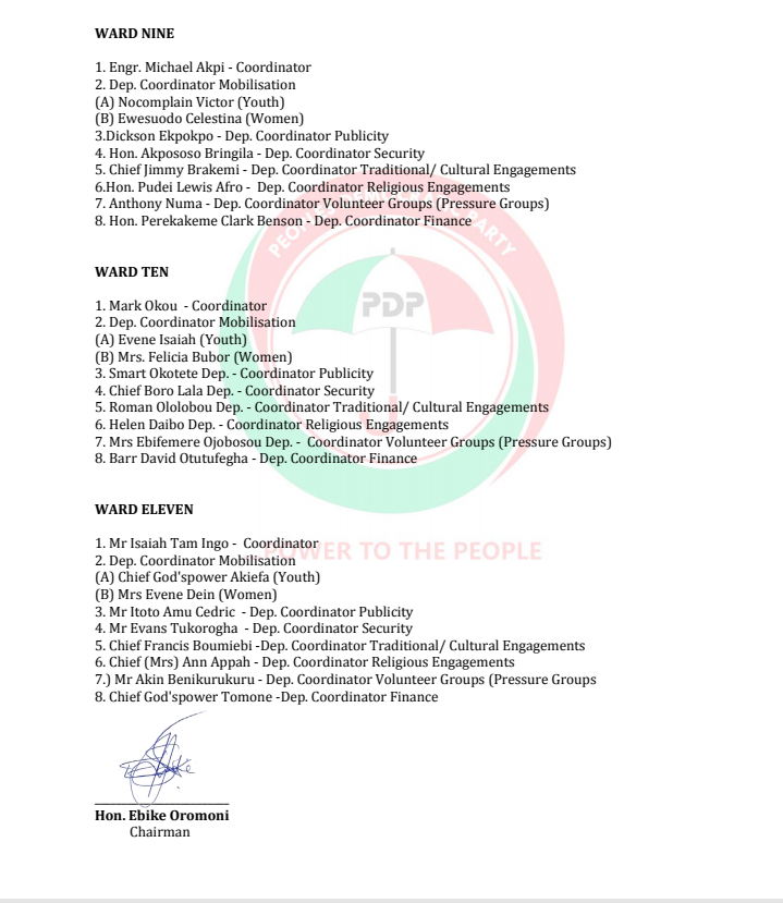 2023: PDP Announces Burutu Campaign Council | Daily Report Nigeria