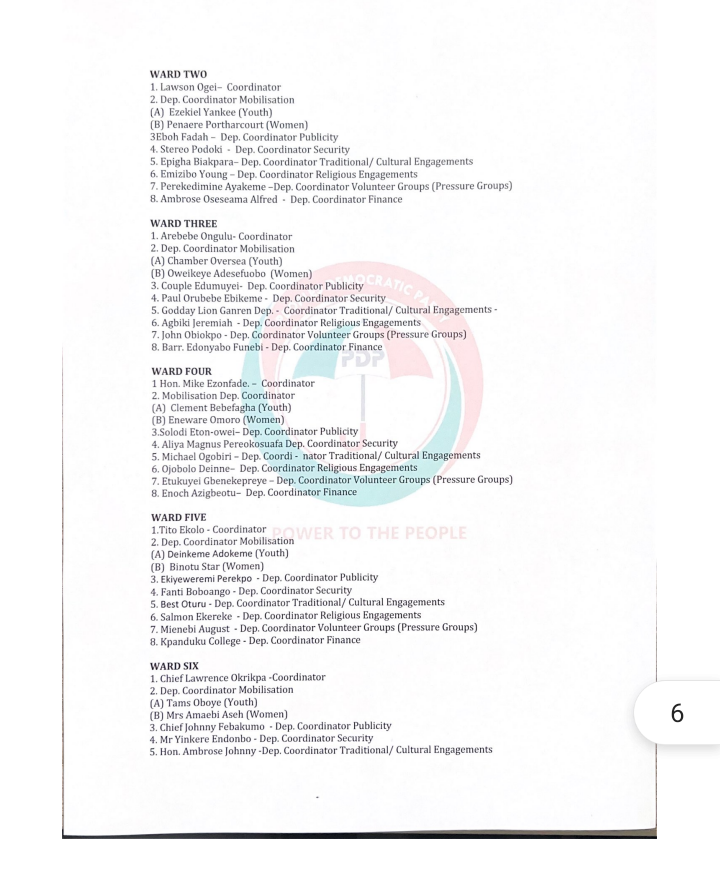 2023: PDP Releases Updated Burutu Campaign Council | Daily Report Nigeria