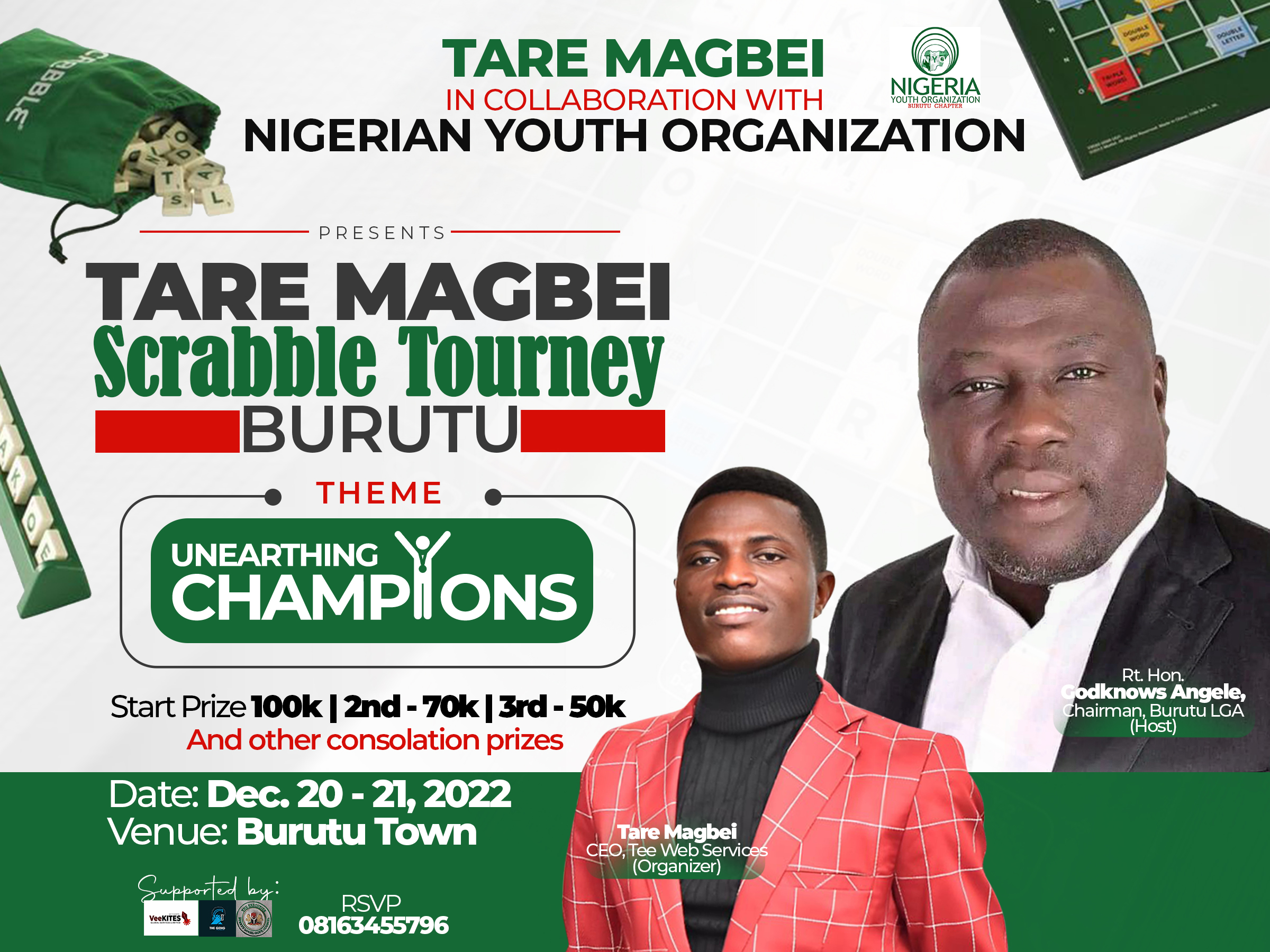 16 Athletes to Jostle For 100k Grand Prize as Tare Magbei Scrabble Tourney Begins | Daily Report Nigeria