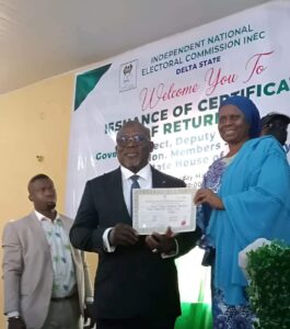 BREAKING: INEC Presents Certificate of Return to Oborevwori, DTHA Members-elect | Daily Report Nigeria