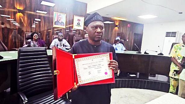 INEC Presents Certificate Of Return To Fintiri | Daily Report Nigeria