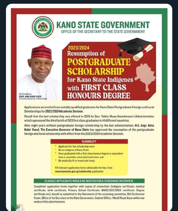 Kano Govt Offers Post-graduate Scholarship To Indigenes with First Class Honours Degree | Daily Report Nigeria