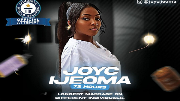 Nigerian Lady, Joyce Ijeoma Begins 72-Hour Massage Marathon | Daily Report Nigeria