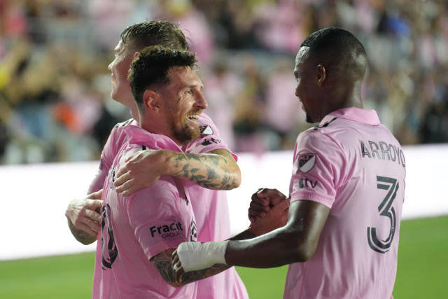 Jubilant Messi and his teammates