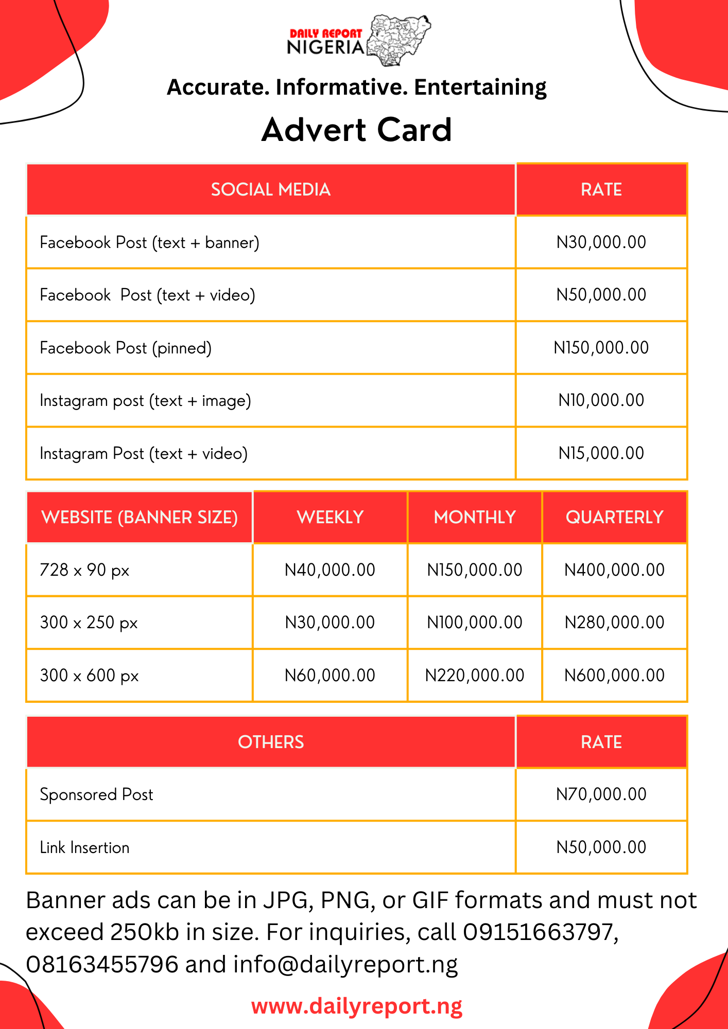 Daily Report Nigeria advert card