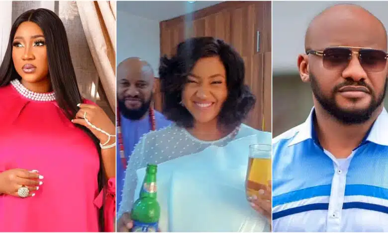 Pastor Yul Edochie and his Mummy G.O Judy Austin celebrate Valentines day with alcoholic beer | Daily Report Nigeria