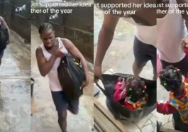 “You for explain tire if police catch you” – Man carries little daughter in nylon bag to protect her from rain | Daily Report Nigeria