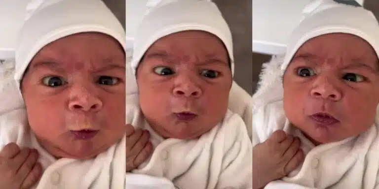 "Am I born in a rich family or not?" - Internet erupts with laughter over a baby's facial expression at birth | Daily Report Nigeria