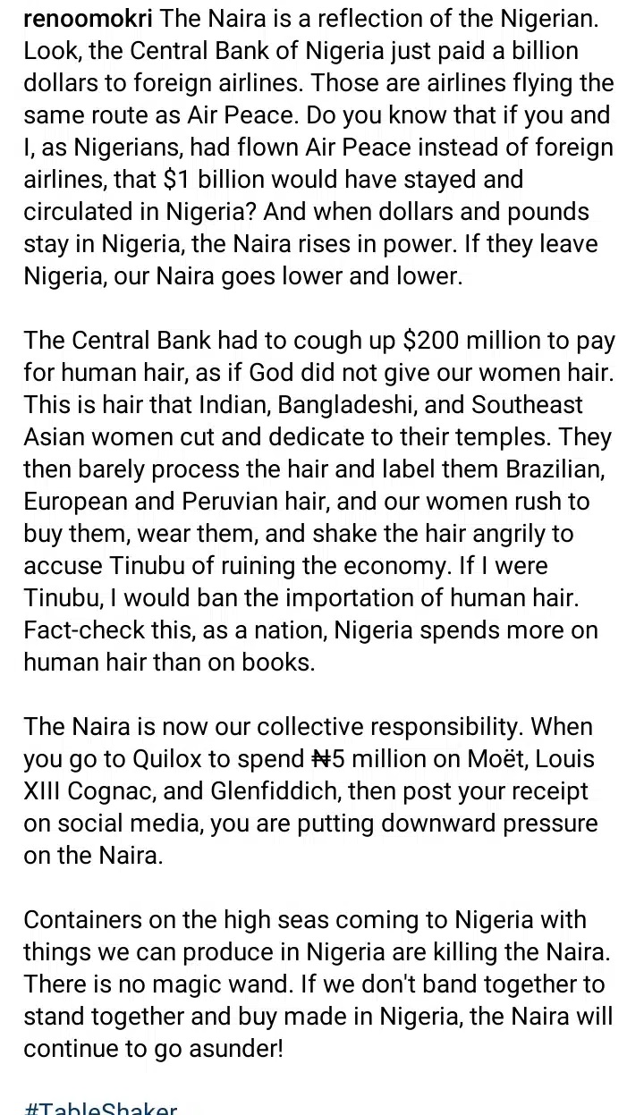 “Why I will ban the importation of human hair if I were President Tinubu” – Reno Omokri | Daily Report Nigeria