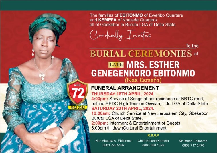 Genegekoro: Mother of Delta Assembly Minority Whip, Alalapa For Burial Saturday | Daily Report Nigeria