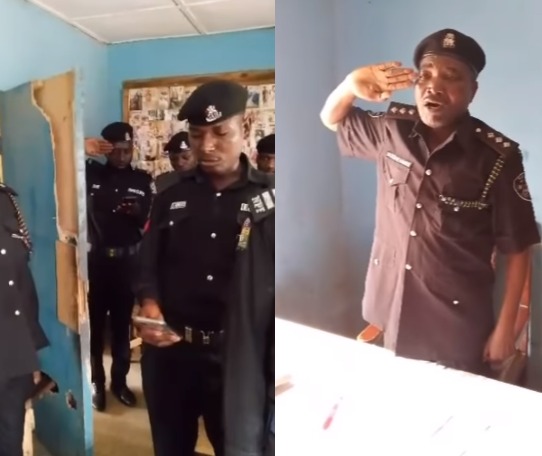 VIDEO: Nigerians React As Police Officers Struggle to Recite New National Anthem | Daily Report Nigeria