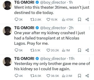 "I Don't Want To Die" - TG Omori Cries Out, Reveals His Kidney Transplant Failed | Daily Report Nigeria