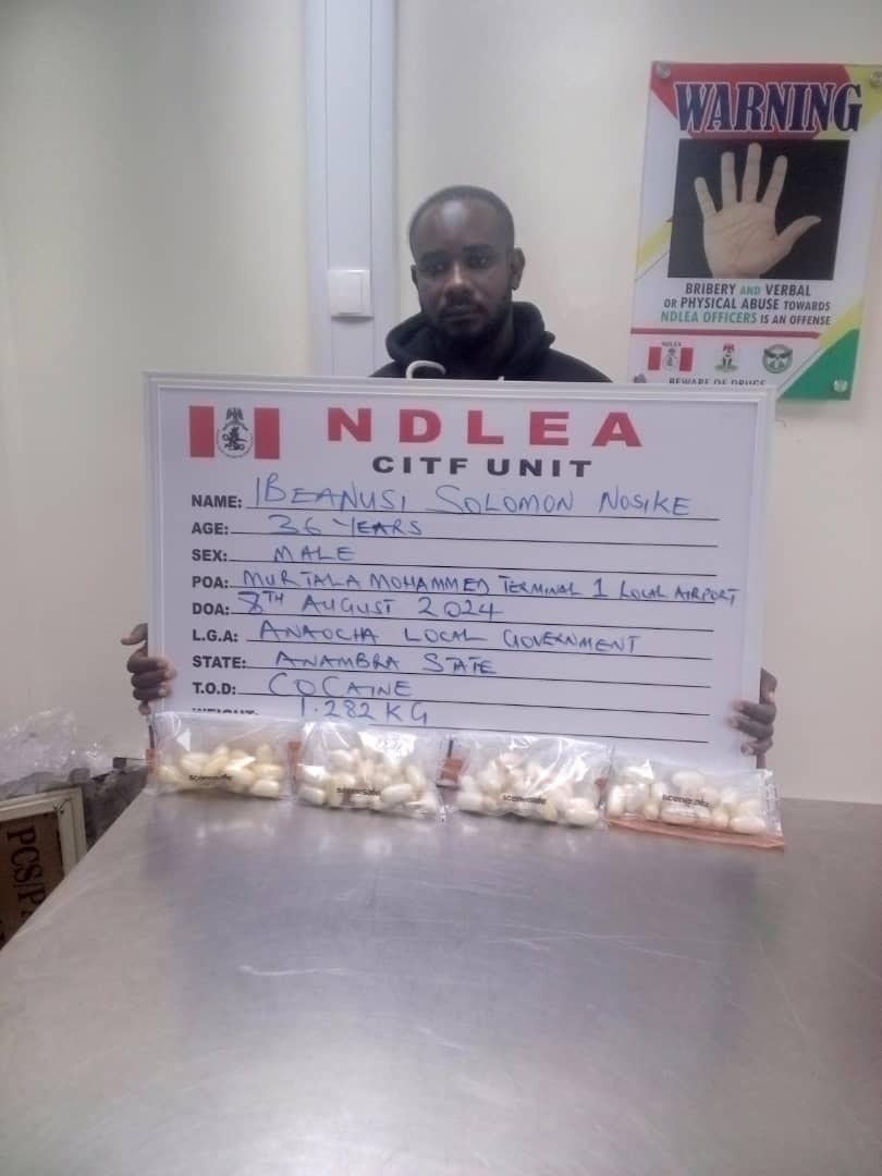 NDLEA Parades Onitsha Bussinesman, He Excretes 68 Wraps Of Cocaine At Lagos Airport | Daily Report Nigeria