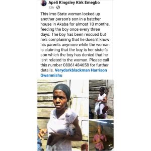 Woman Kidnaps Minor, Locks Him Up For Months In Imo | Daily Report Nigeria