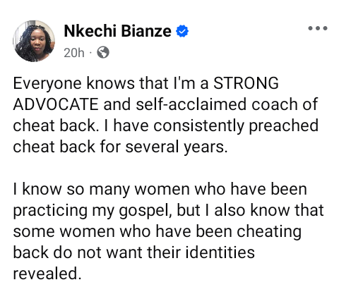 'Cheat Back' - Feminist Advices Women | Daily Report Nigeria