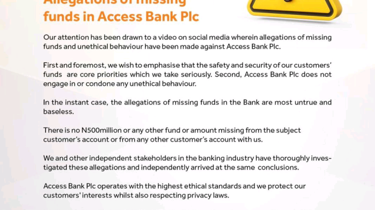 Access Bank Denies VDM Claims of Missing ₦500 Million, Calls Allegations Baseless | Daily Report Nigeria