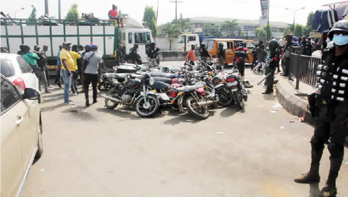 Lagos Task Force Impounds 128 Motorcycles | Daily Report Nigeria