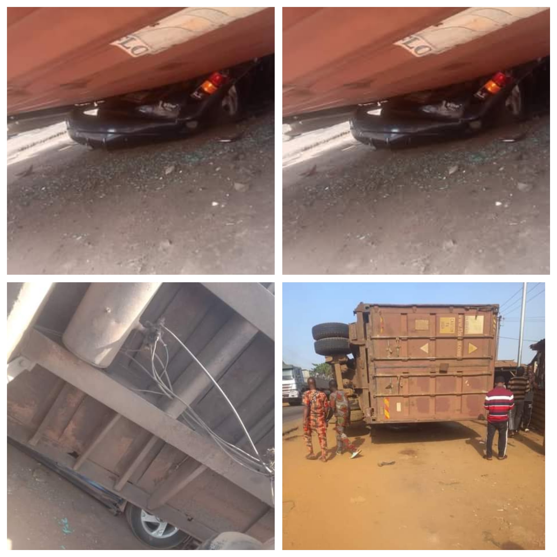 Couple Escapes Death As Container Falls On Their Car In Oyo | Daily Report Nigeria