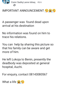 Passenger Dies, During Transit In Edo | Daily Report Nigeria