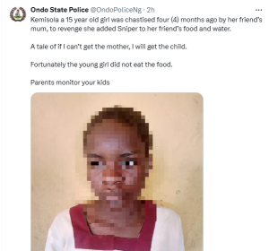 15-Year-Old Girl Arrested For Attempted Murder In Ondo | Daily Report Nigeria