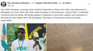 FLASH: Kidnappers Abduct Corps Member In Ekiti | Daily Report Nigeria