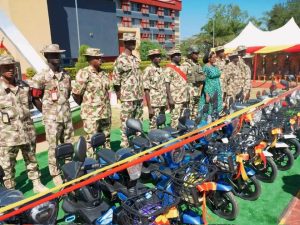 Nigerian Army Rewards Soldiers With Electric Motorcycles | Daily Report Nigeria