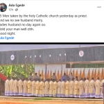 'No Husband Again' - Woman Cries Out Over Ordination Of 25 Priests | Daily Report Nigeria