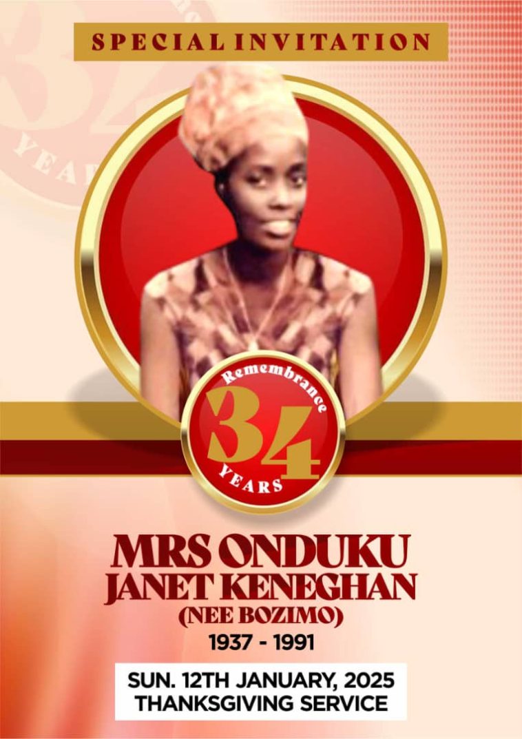 34 Years After, Family to Honour Late Janet Onduku Jan 12 | Daily Report Nigeria