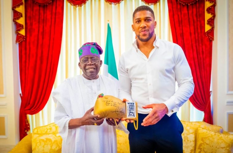 Anthony Joshua, Visits President Tinubu In Lagos, Presents With His Autographed Glove | Daily Report Nigeria