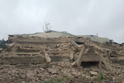 Collapsed storey building