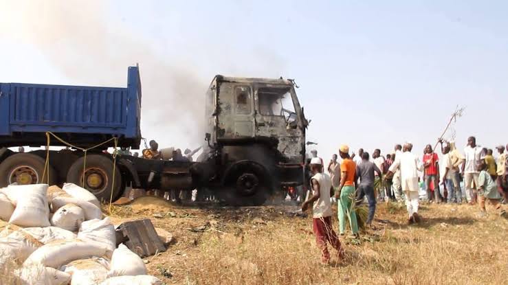 Trailer Loaded With Rice Catches Fire in Adamawa