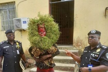 Police Arrest Masquerader For Causing Public Disturbance In Akwa Ibom 525x536 1