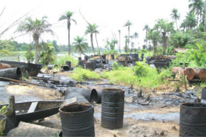 illegal crude oil refining site