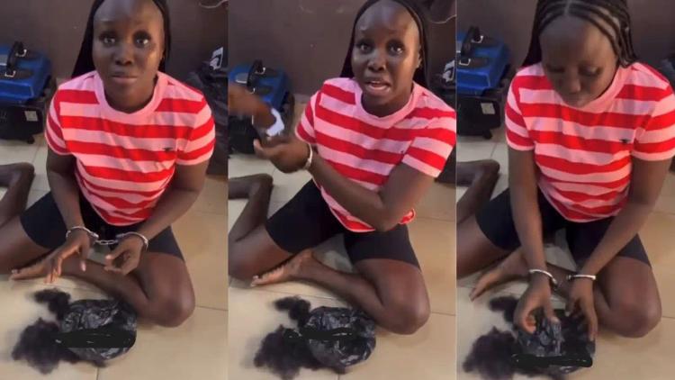 Photo of Lady Arrested For Stealing and Selling People’s Hair to Yahoo Boys in Rivers State