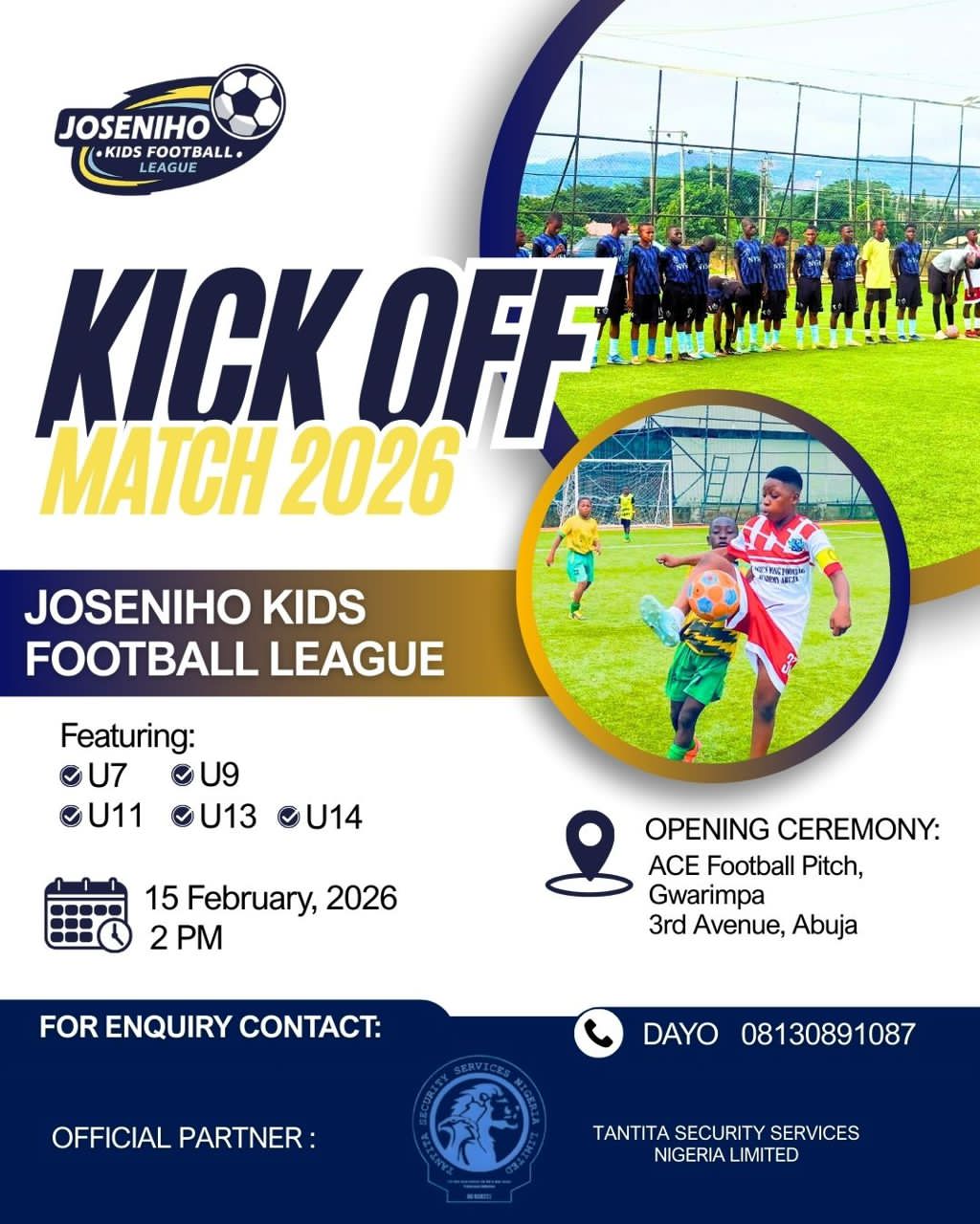 Tantita Named Headline Sponsor for Joseniho Kids Football League Abuja 2026
